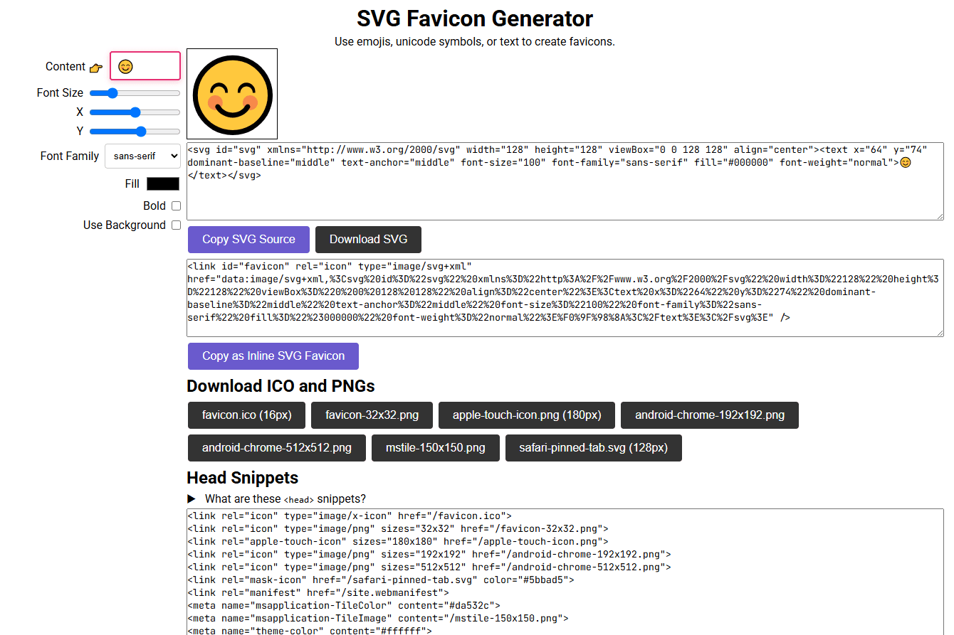 SVG Favicon Generator